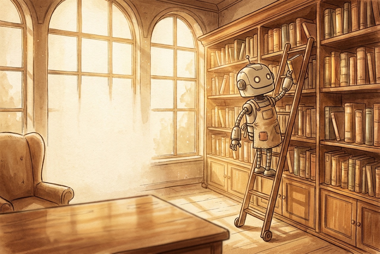 A library of hand-illustrated AI books